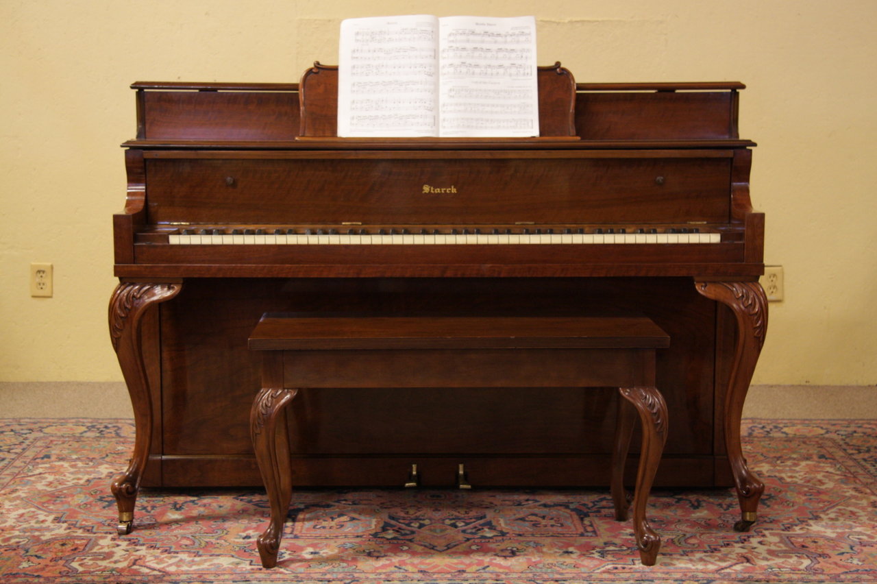 Starck Carved Walnut Spinet Piano Bench
