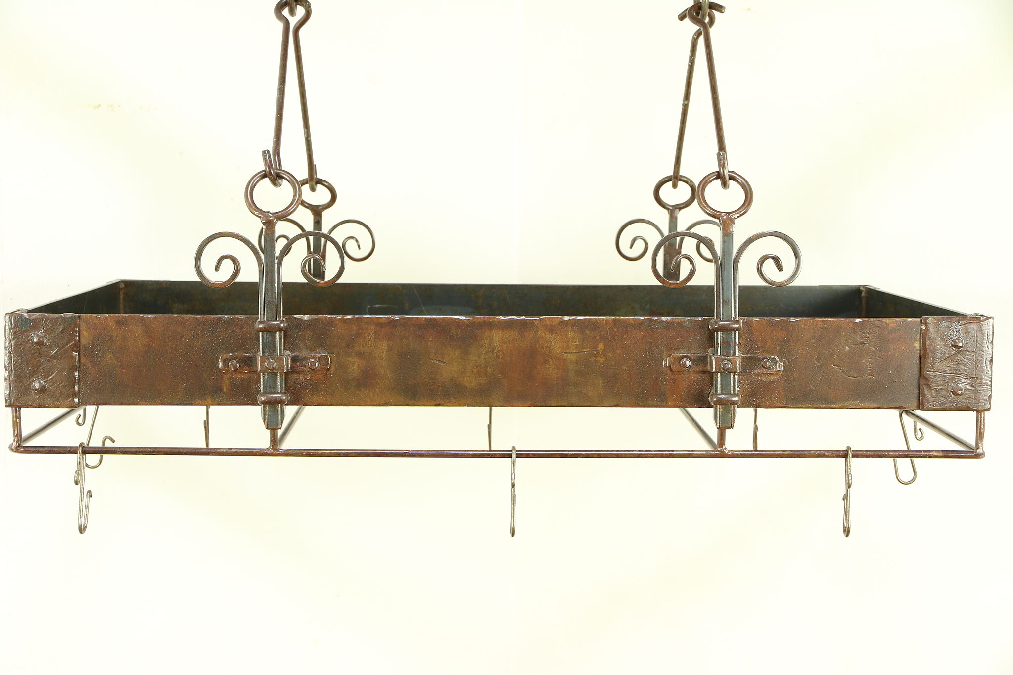Wrought Iron Kitchen Hanging Pot Rack, Bronze Finish