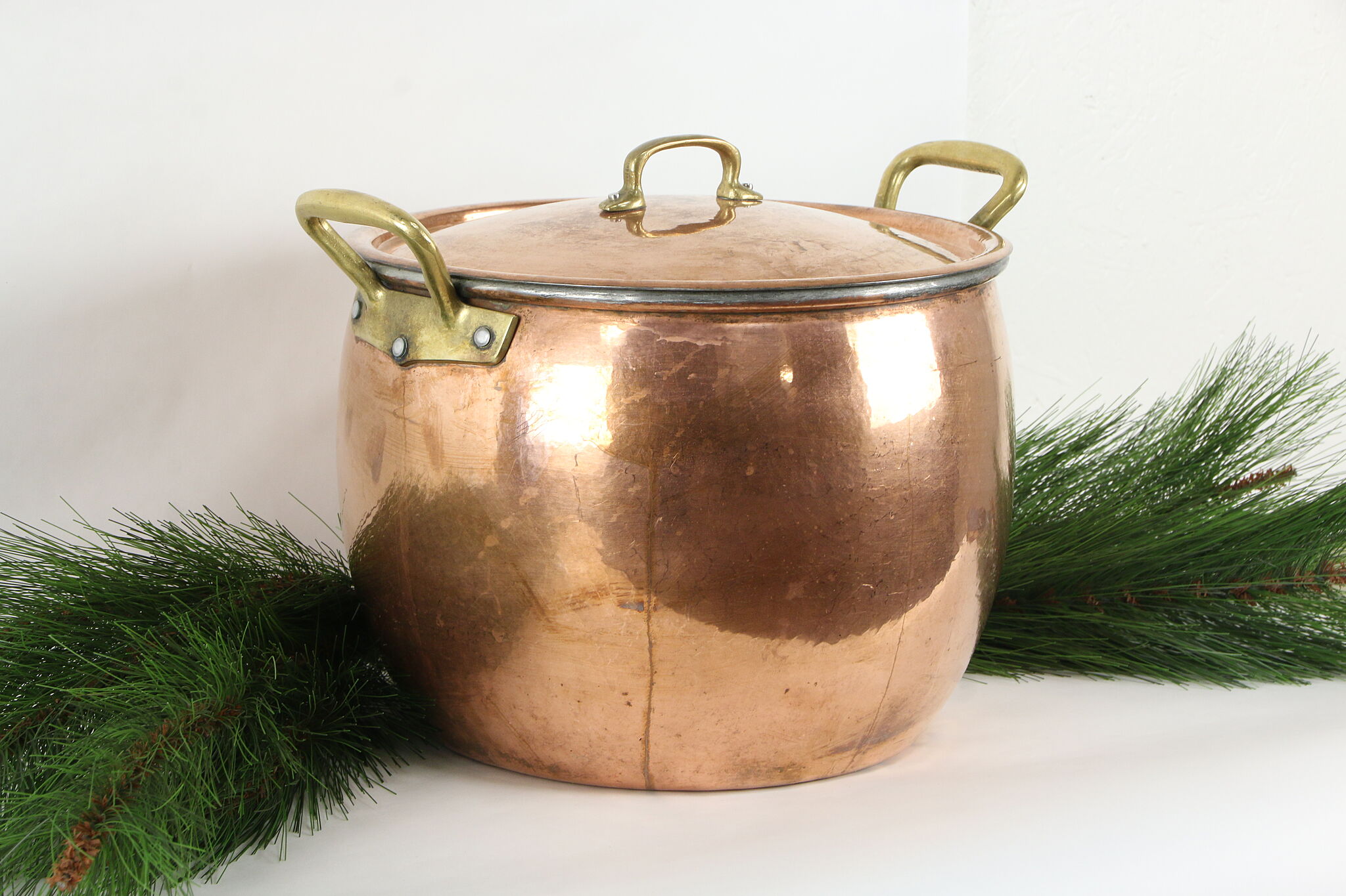 Vintage French Hotel Copper Stock Pot - I – The Vintage Rug Shop