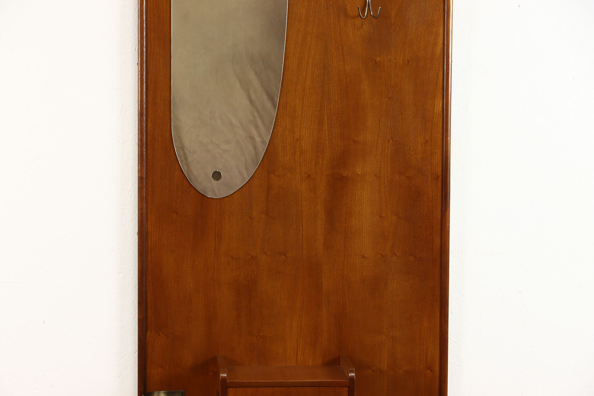 Large Mid-Century Wall Mirror with Coat Rack & Umbrella Stand by