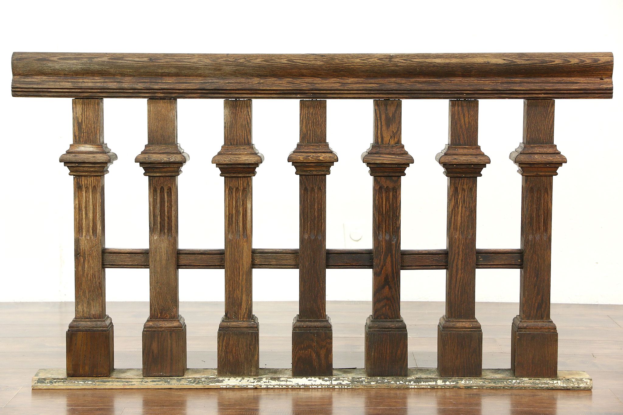 Oak 1895 Antique Architectural Salvage Stair or Balcony Railing Section