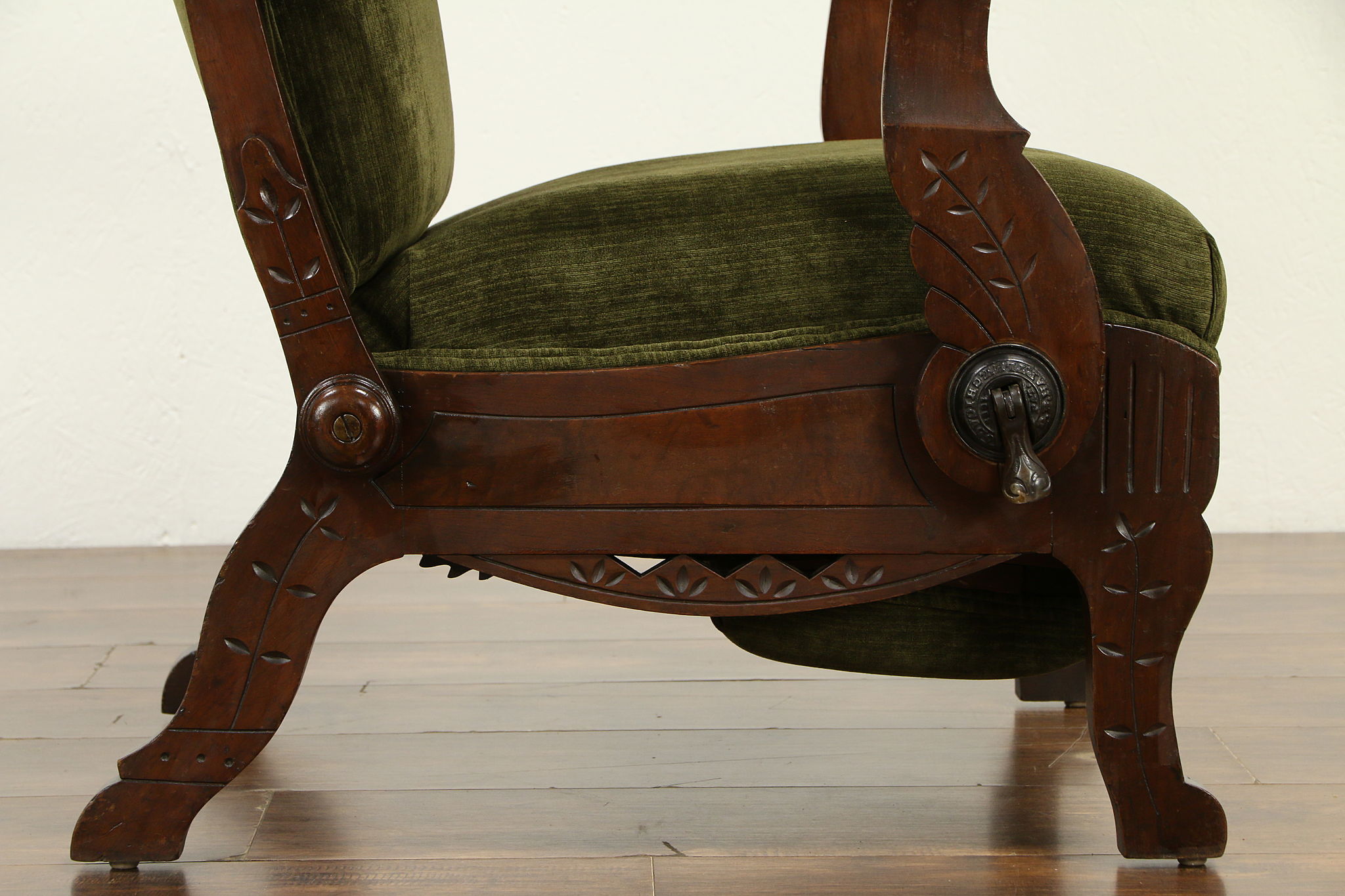 1880's Walnut Sleepy Hollow Reclining Chair with Foot Rest