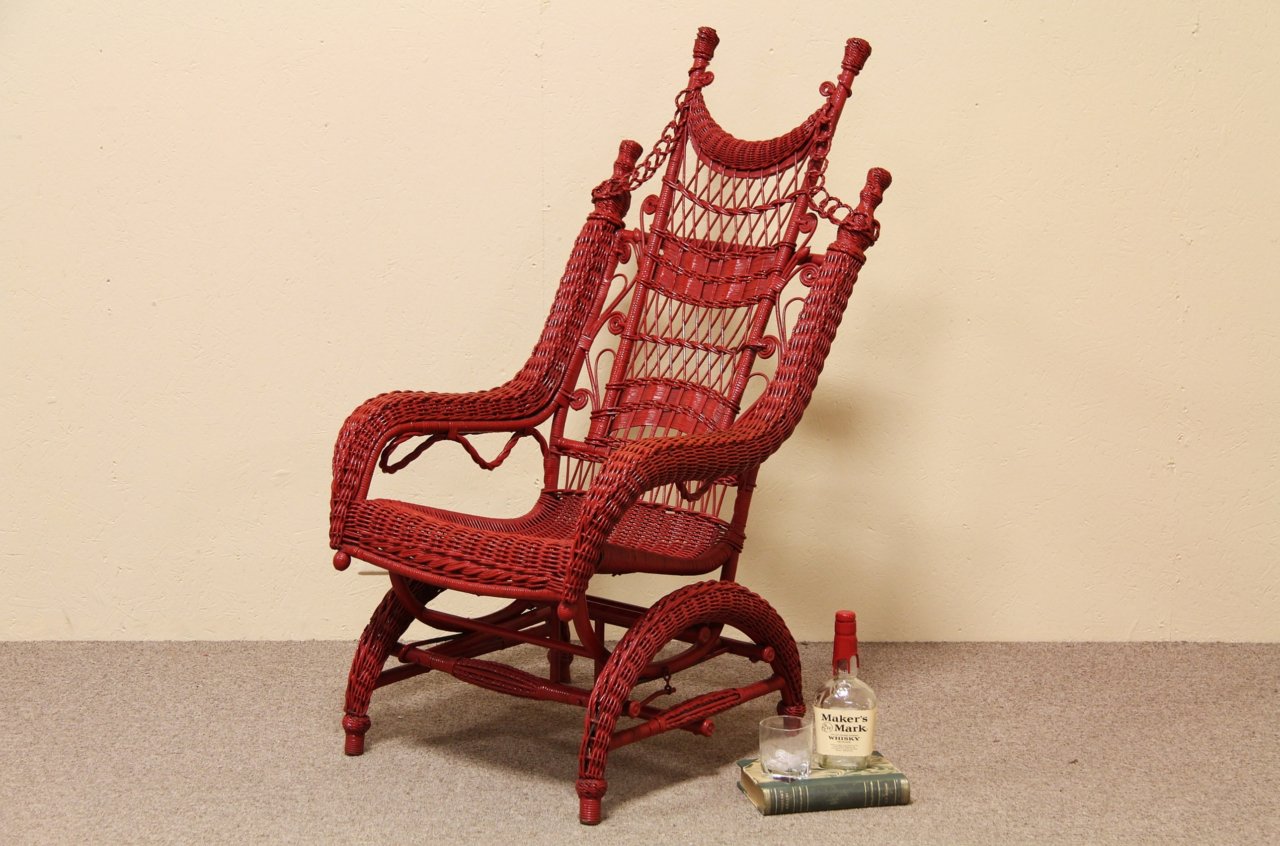 Victorian Antique Wicker 1895 Platform Rocker