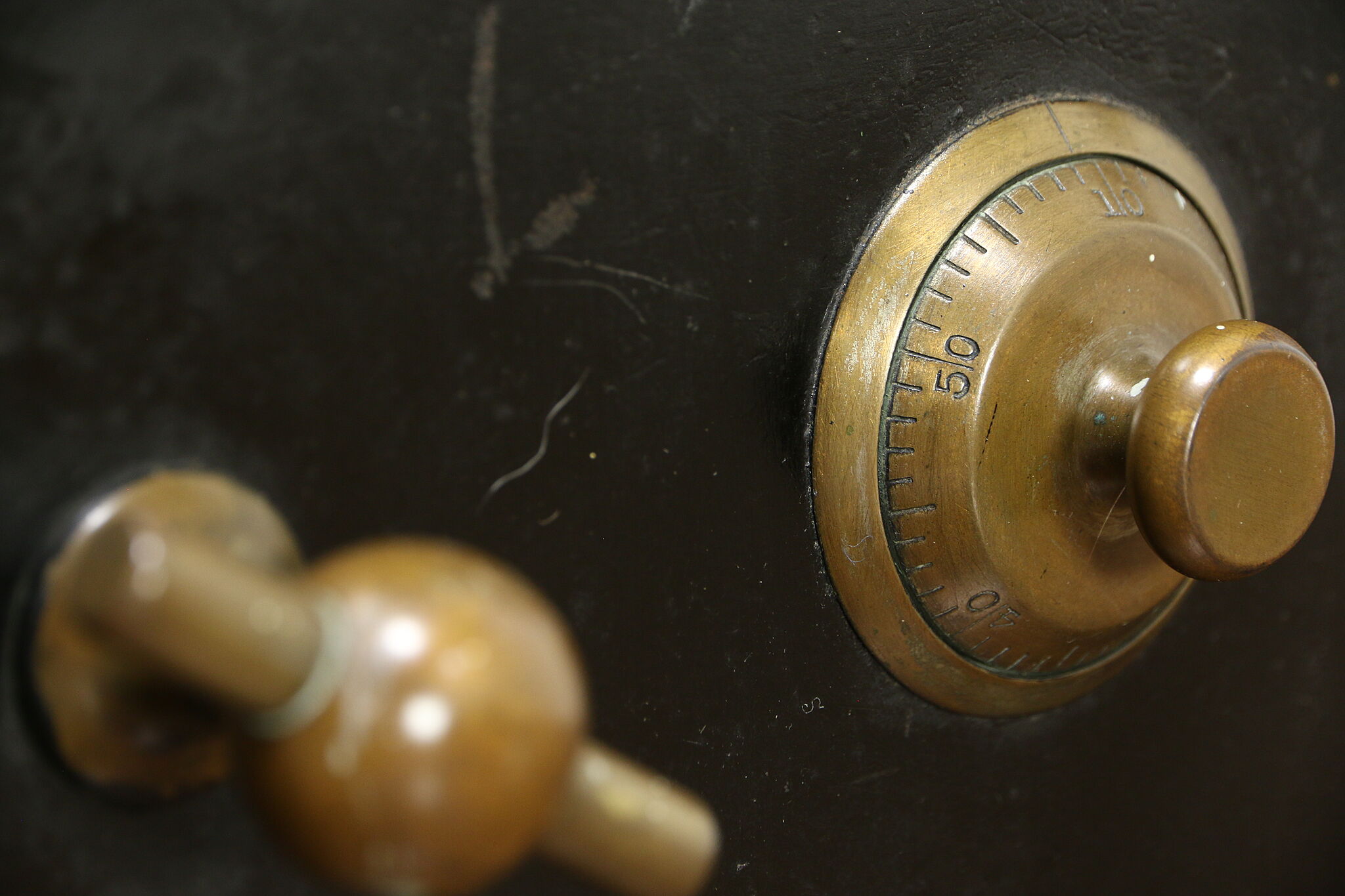 Victorian Antique Iron Combination Lock Safe, Original Paint & Striping