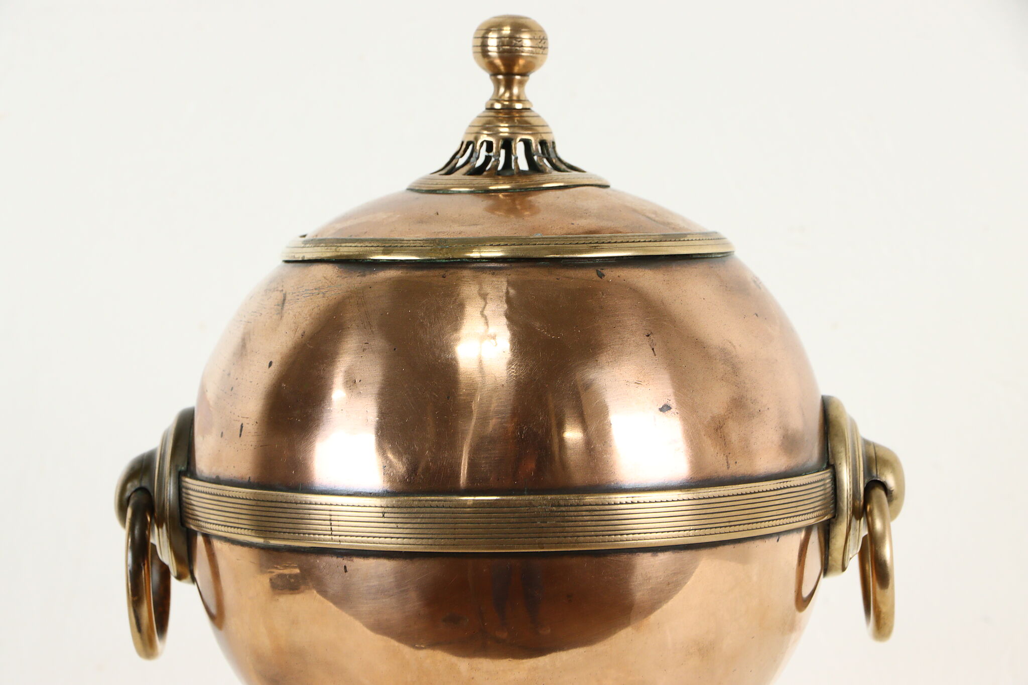 Antique Victorian Copper and Brass Tea Urn, 1850s