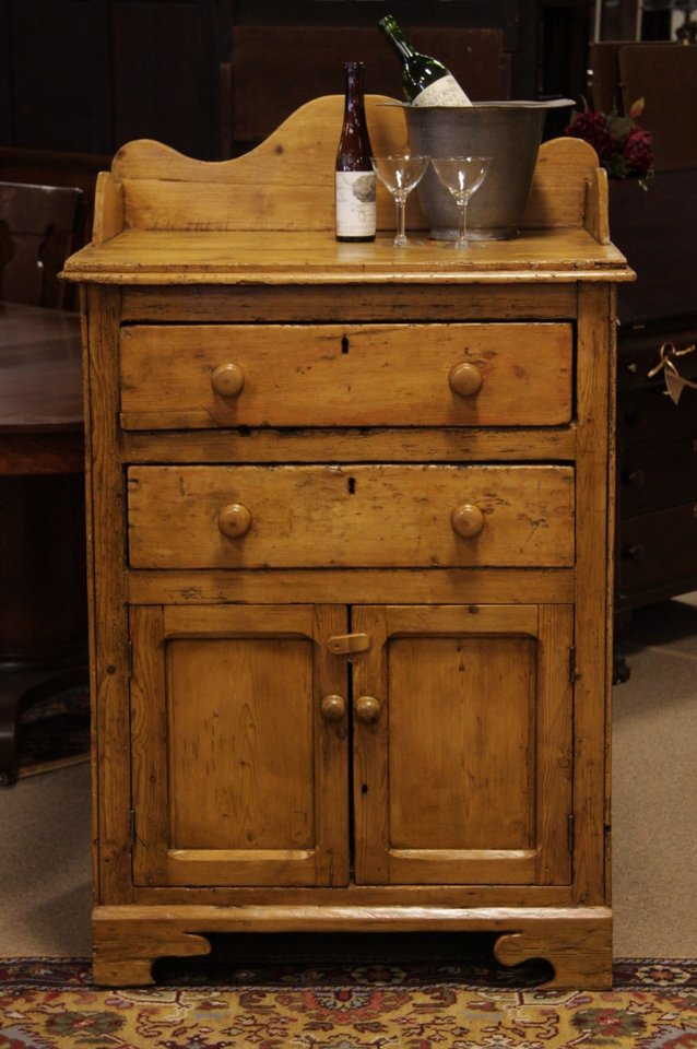 Irish Country Pine 1850's Server or Bar Cabinet