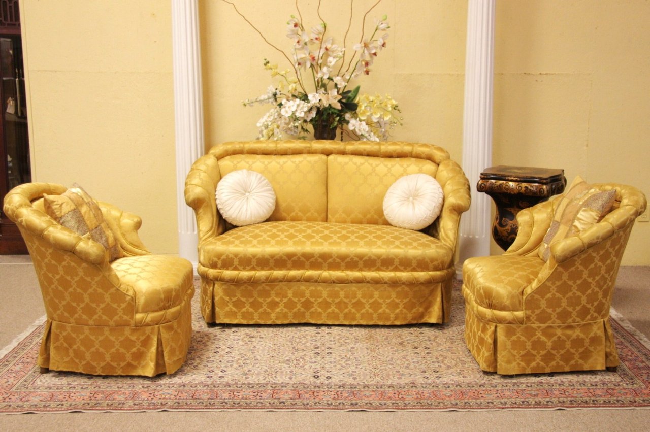 Victorian Parlor Settee or Loveseat Set, 2 Chairs