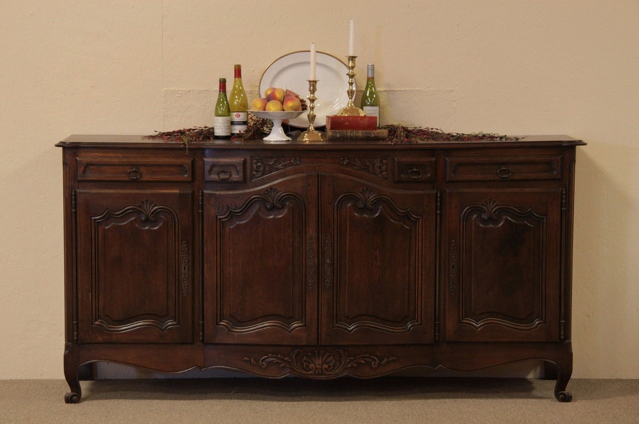 Country French Carved Oak Sideboard, Server, Buffet