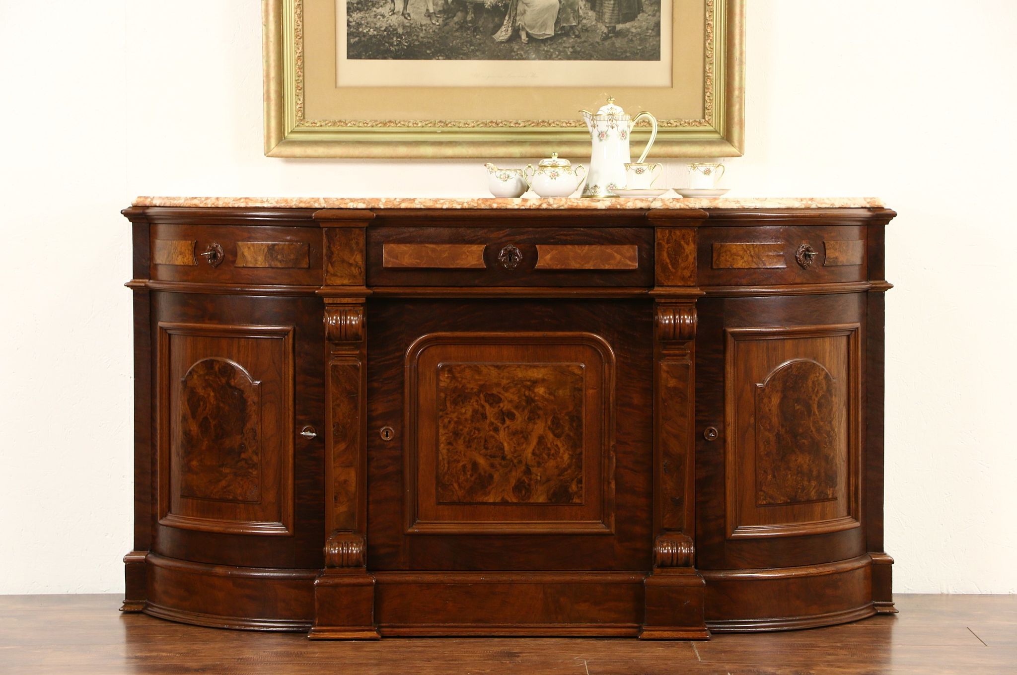 Victorian Renaissance 1870's Walnut Sideboard, Server or Buffet