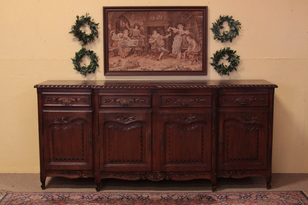 Country French Carved Oak Sideboard or Buffet