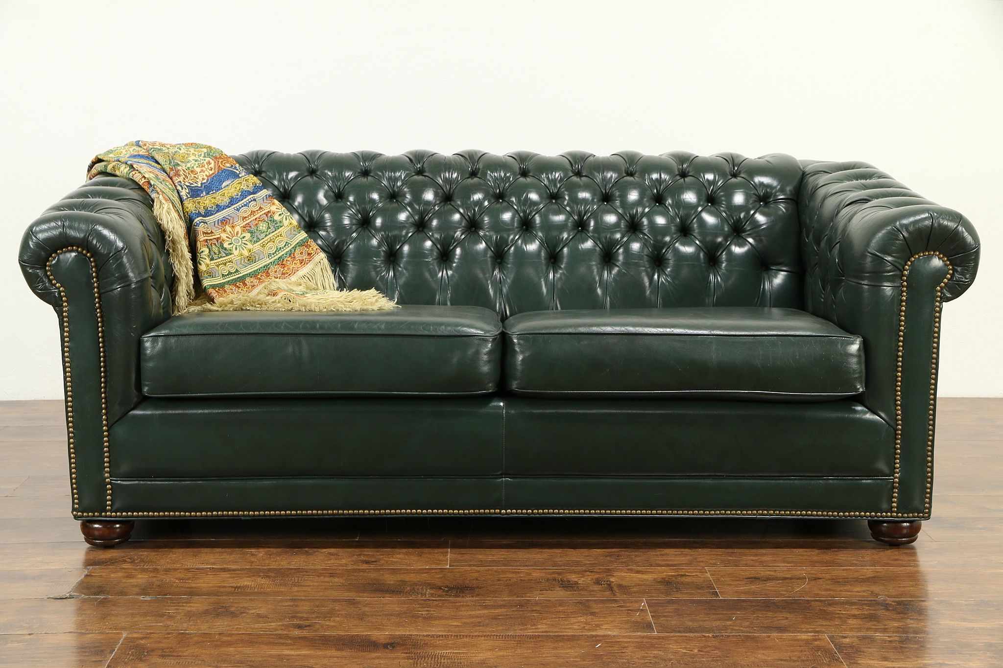 Chesterfield Green Tufted Leather