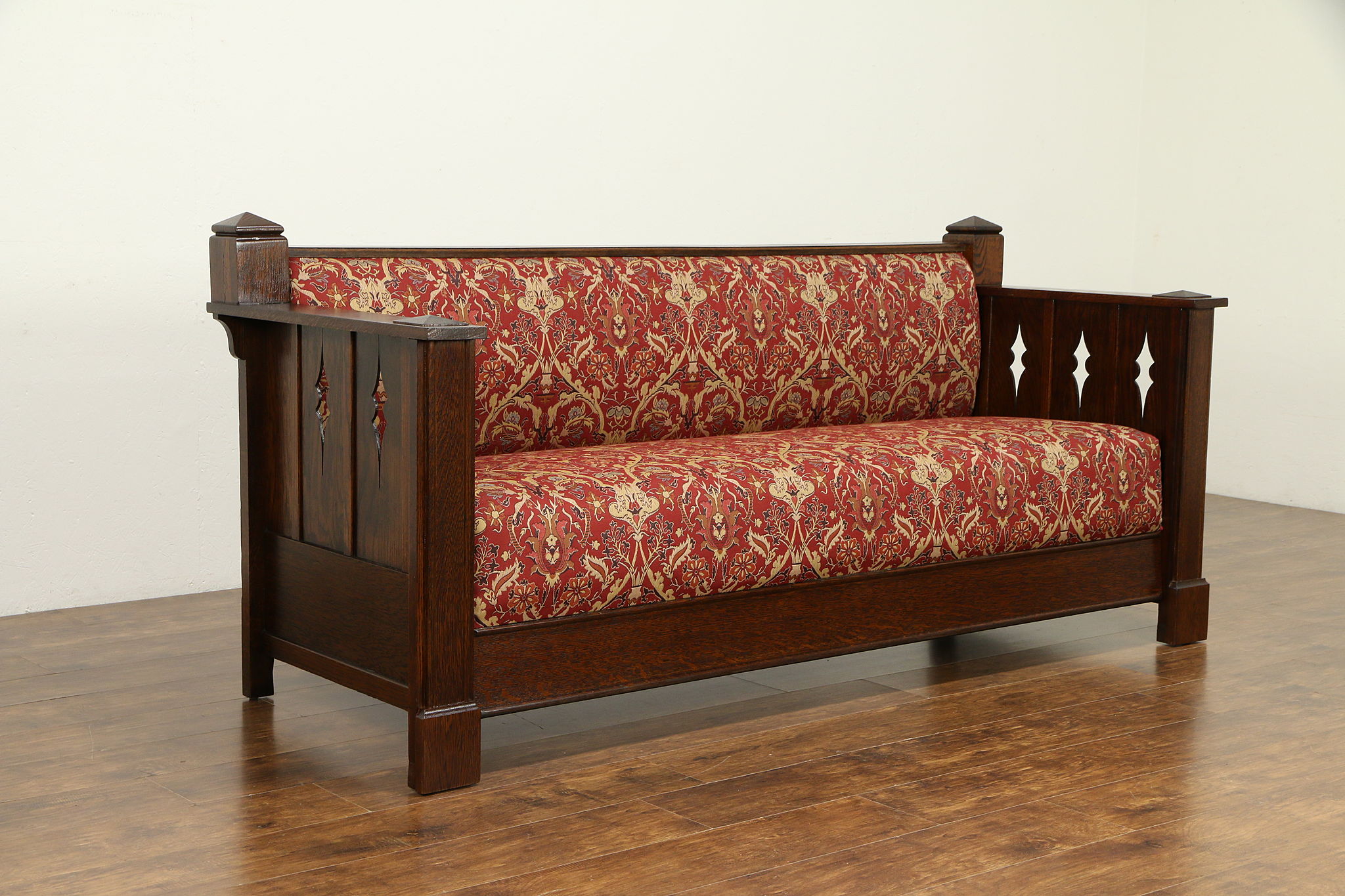 antique mission style wood loveseat sofa bed
