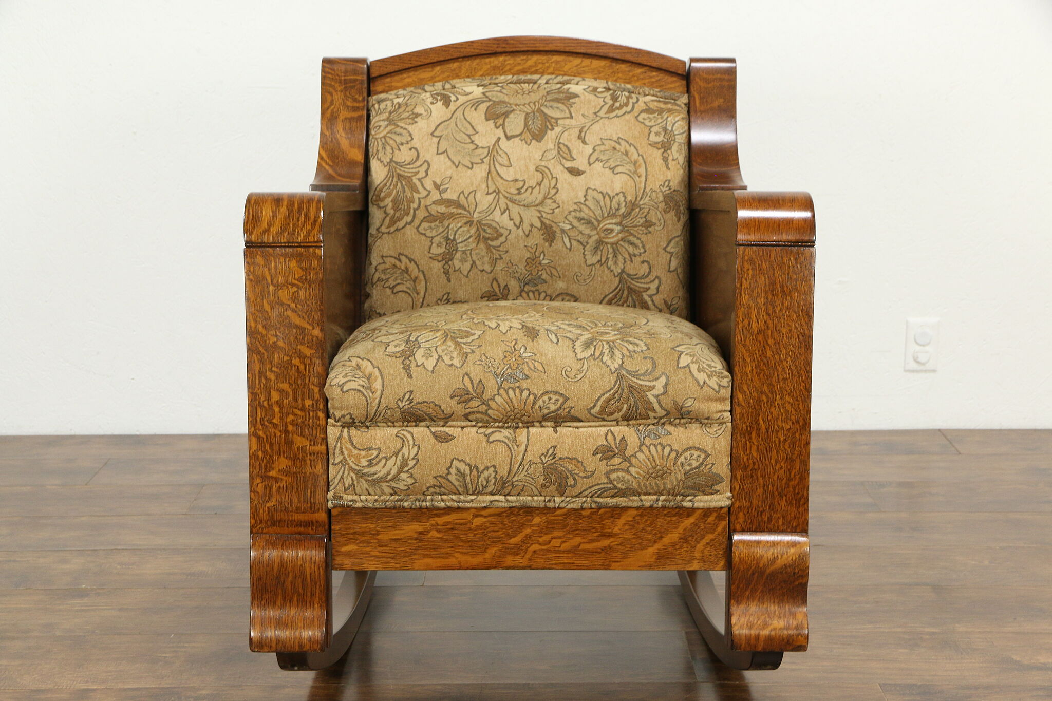 Antique Parlor Rocker Oak Antique 3 Pc Parlor Set, Settee, Chair, Rocker, Recent Upholstery