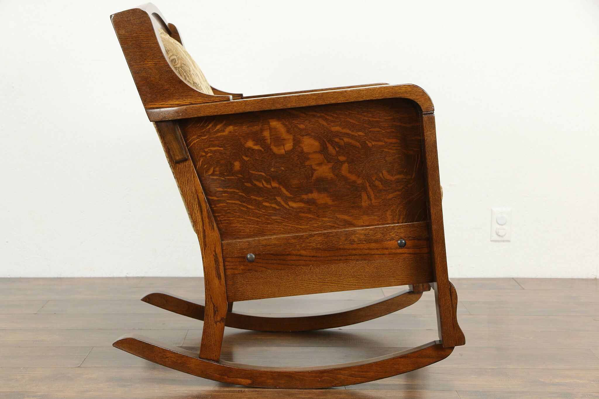 Antique Parlor Rocker Oak Antique 3 Pc Parlor Set, Settee, Chair, Rocker, Recent Upholstery