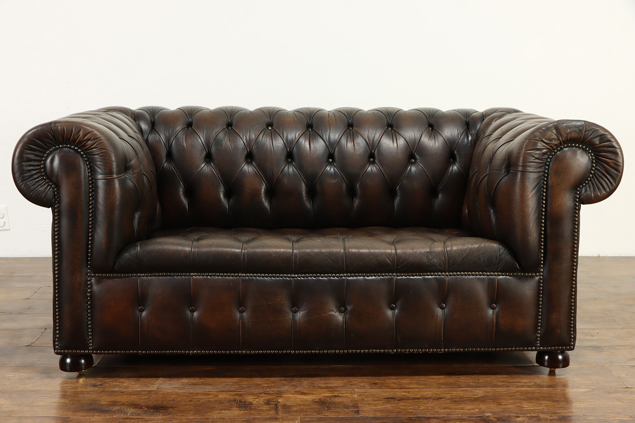 Tufted Leather Vintage Chesterfield, Chesterfield Loveseat Brown Leather