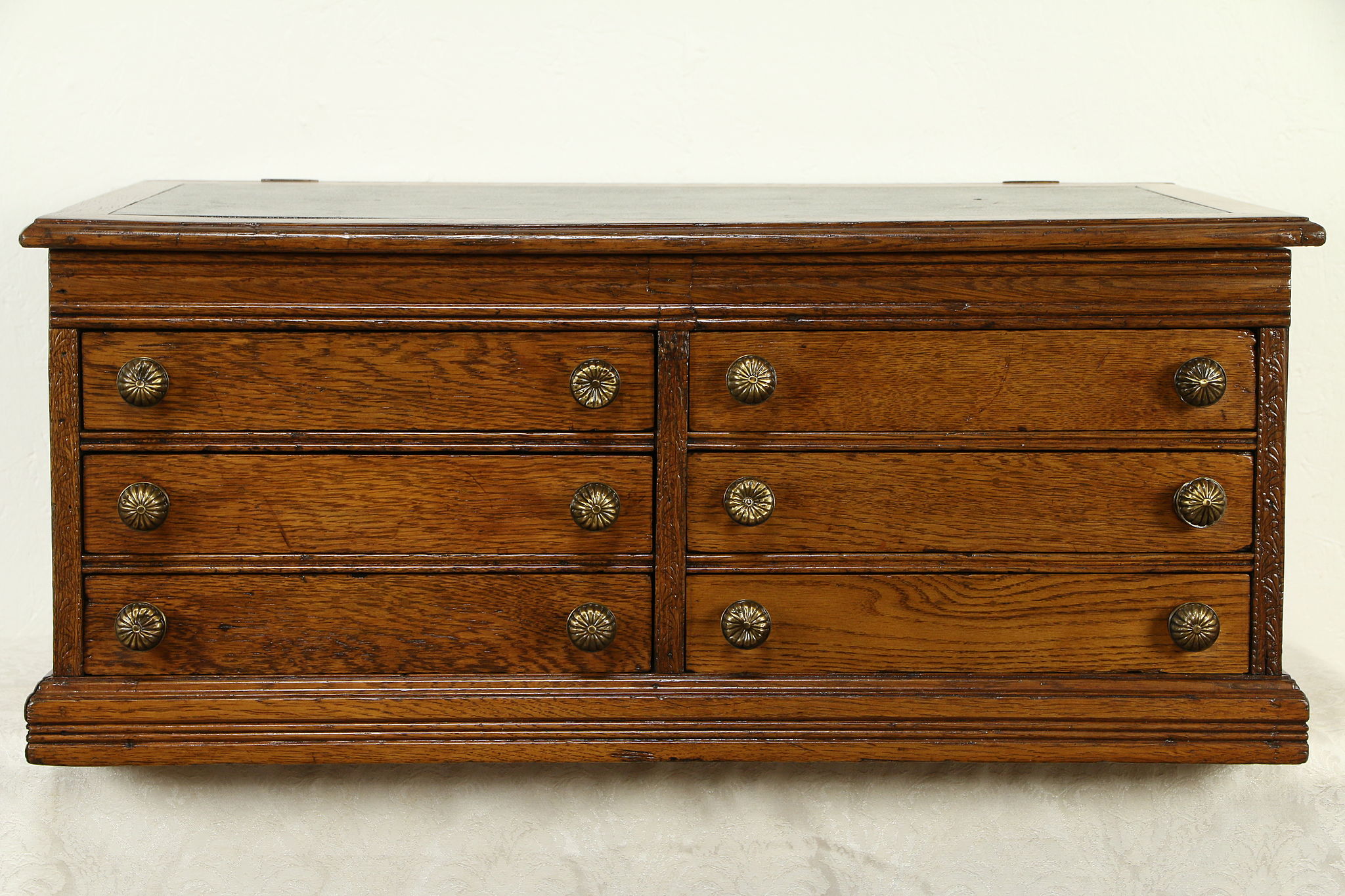 Oak Antique 6 Drawer Spool Cabinet, Collector or Jewelry Chest, Coats