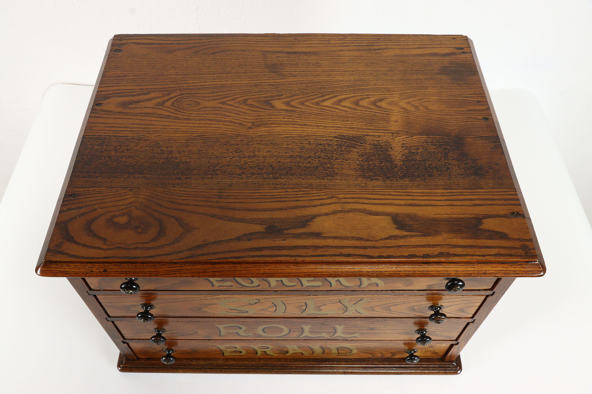 Victorian 4 Drawer Antique Oak Spool Cabinet, Jewelry, Collector Chest