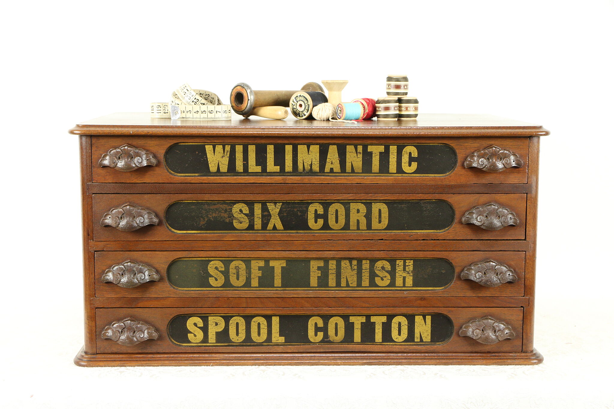 Victorian 4 Drawer Antique Spool Cabinet, Jewelry, or Collector's Chest