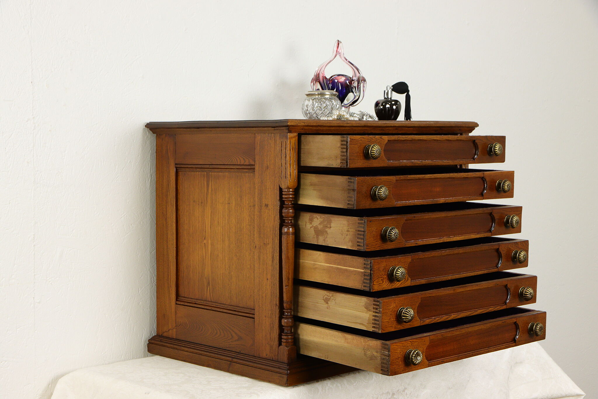 Victorian Antique 6 Drawer Spool Cabinet, Jewelry or Collector Chest