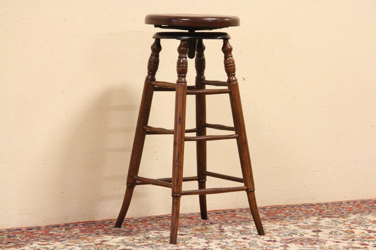 Railroad Swivel Oak 1885 Antique Stool