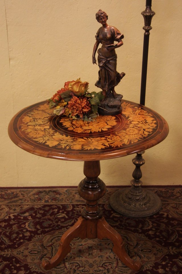 Black Forest Antique Marquetry Table