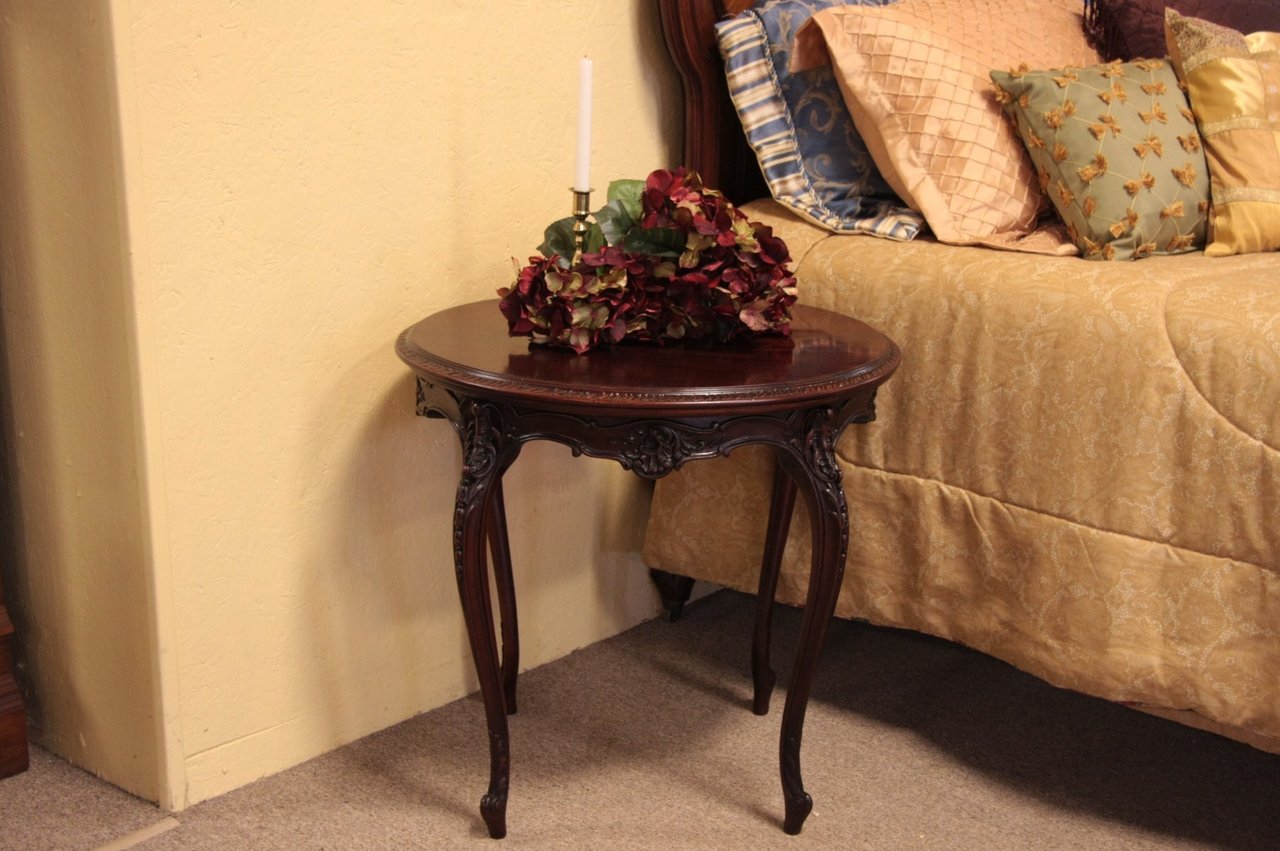 Carved Oval Chairside Table