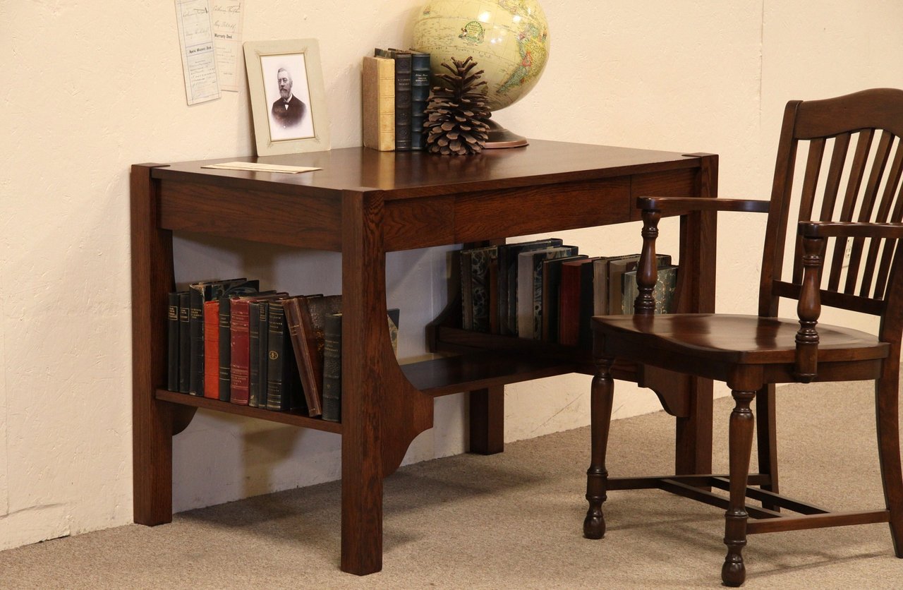 Arts & Crafts Mission Oak Library Table Desk