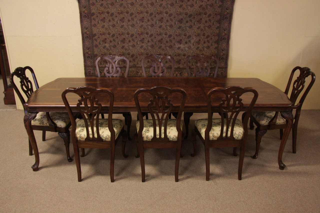 English Country Oak Dining Set, 8 Chairs