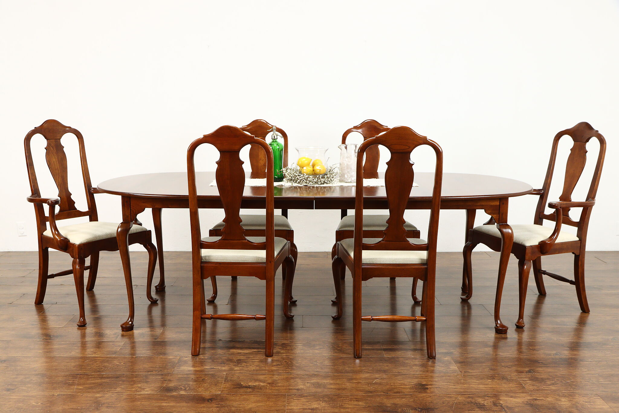 Cherry Dining Set Oval Vintage Table 2 Leaves 6 Chairs Lexington 38064