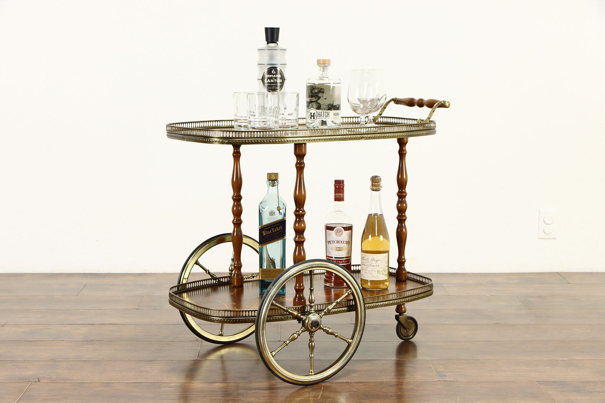 klei wijk methaan Italian Marquetry Vintage Bar Cart, Dessert or Tea Trolley
