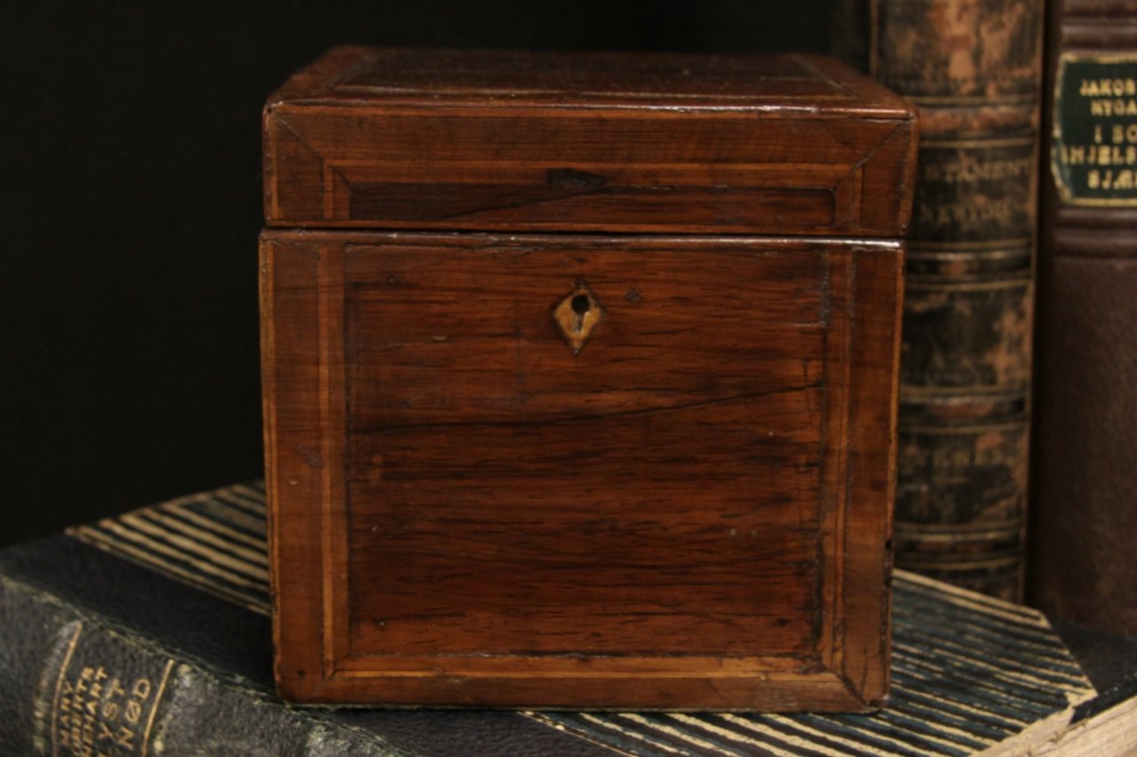 English 1860 Antique Rosewood Tea Box