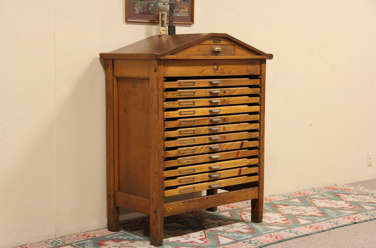 Hamilton 12 Drawer Printer File Slant Desk Top