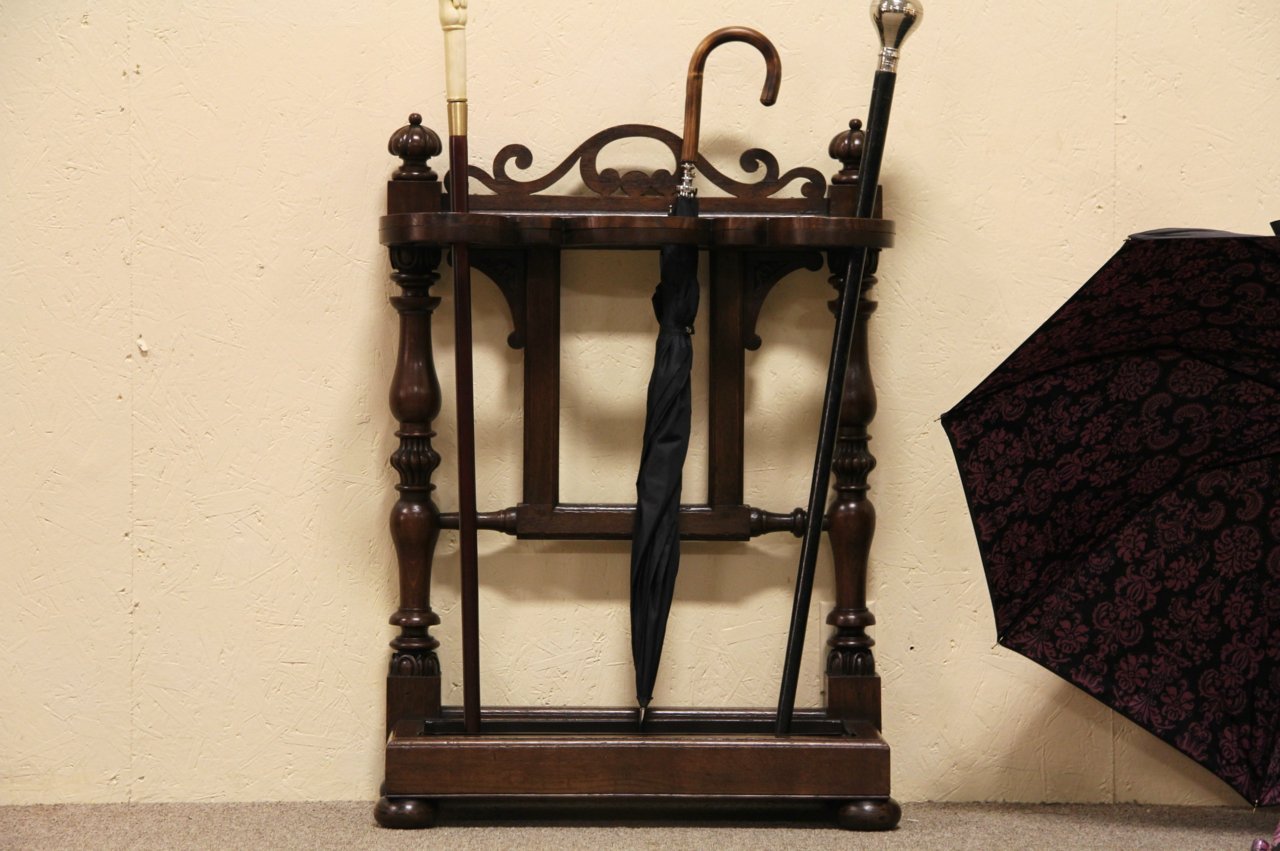 Carved Oak Hall Stand for Umbrellas & Canes