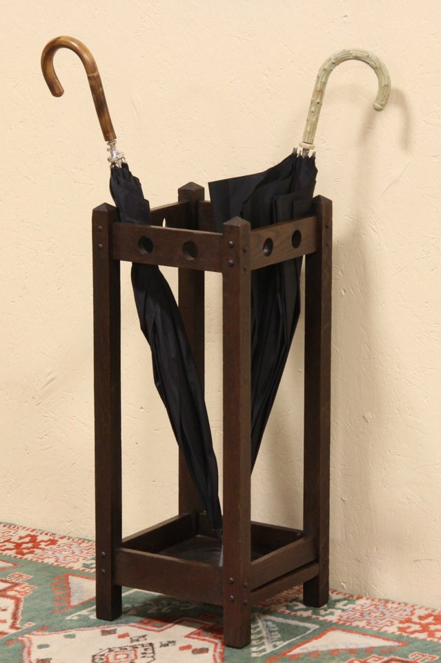 Arts & Crafts Mission Oak Umbrella & Cane Stand