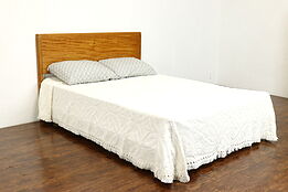 Midcentury Modern 1950 Vintage Satinwood Full Size Bed Headboard #39922