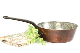 French Farmhouse Vintage Solid Hammered Copper Sauce Pot, Lamalle #39422