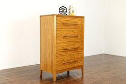 Midcentury Modern 1950 Vintage Satinwood Highboy Chest or Dresser #39911