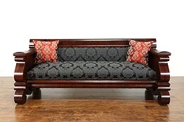 Empire Antique 1839 Flame Mahogany Sofa, New Upholstery, Baltimore #39171