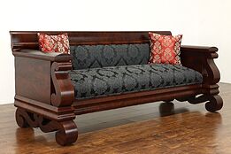 Empire Antique 1839 Flame Mahogany Sofa, New Upholstery, Baltimore #39171
