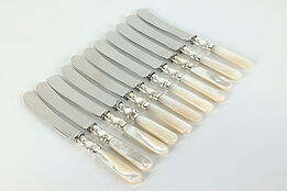 Set of 11 Antique Silverplate & Pearl Handle Butter or Cheese Knives #39810