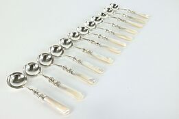 Set of 12 Silverplate Pearl Handle Round Cream Soup Spoons #39825