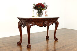Georgian Style Vintage Carved Mahogany Sofa or Console Table, Marble Top #39377