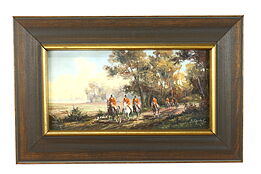 Forest Scene English Fox Hunt Vintage Original Oil Painting Signed 22.5"  #39386