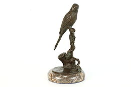 Parrot on Tree Vintage Bronze Sculpture with Marble Base #39707