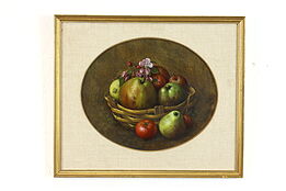 Fruit & Vegetable Basket Original Vintage Oil Painting, 15" #39715