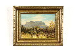 Distant Mountains Original Vintage Oil Painting, Bailey 10" #39744