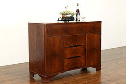 Art Deco Vintage Walnut Sideboard, Server, Buffet or Bar Cabinet #39753
