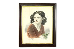 Victorian French Antique 1844 Hand Colored Engraving Etudes Lassalle 26" #39788