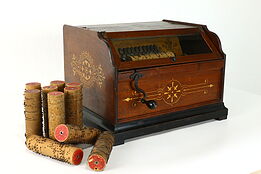 Victorian Walnut Concert Roller or Cob Organ, Crank Operated, 11 Cobs #39505
