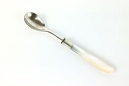 Victorian Antique Silverplate Coffee or Sauce Spoon with Pearl Handle #40011